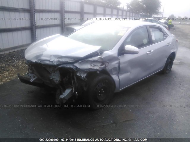 2T1BURHE1EC157339 - 2014 TOYOTA COROLLA SILVER photo 2