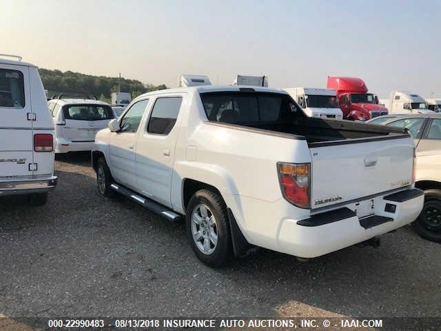 2HJYK16517H540593 - 2007 HONDA RIDGELINE RTL WHITE photo 3