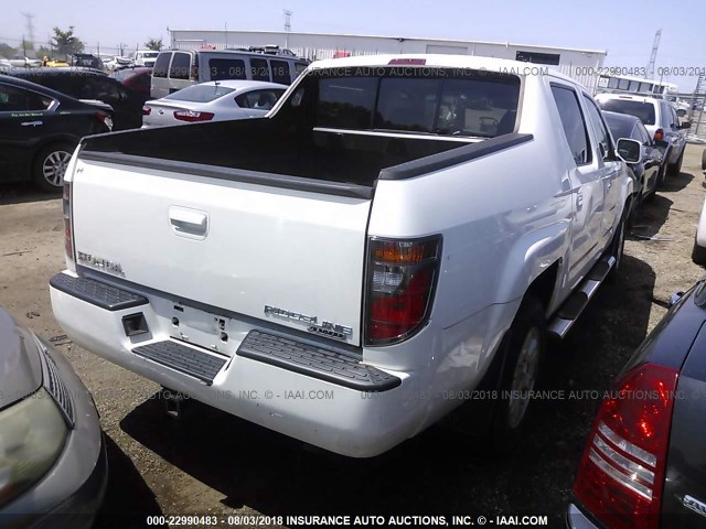 2HJYK16517H540593 - 2007 HONDA RIDGELINE RTL WHITE photo 4