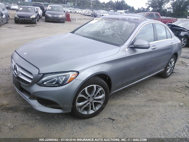 55SWF4KB7GU123867 - 2016 MERCEDES-BENZ C 300 4MATIC SILVER photo 2