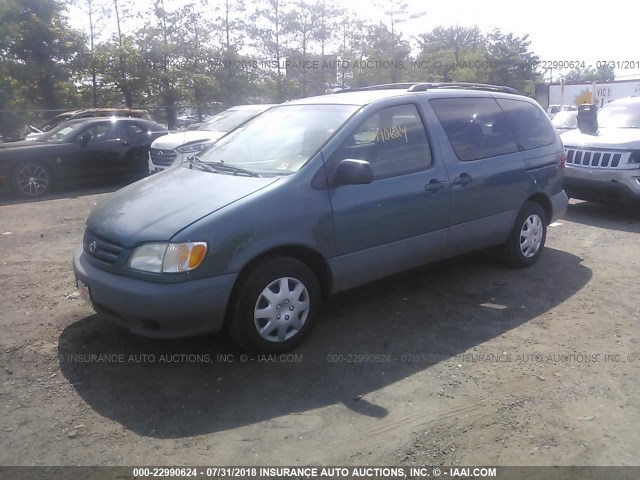 4T3ZF13C62U462417 - 2002 TOYOTA SIENNA LE/XLE BLUE photo 2