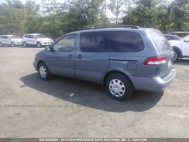 4T3ZF13C62U462417 - 2002 TOYOTA SIENNA LE/XLE BLUE photo 3