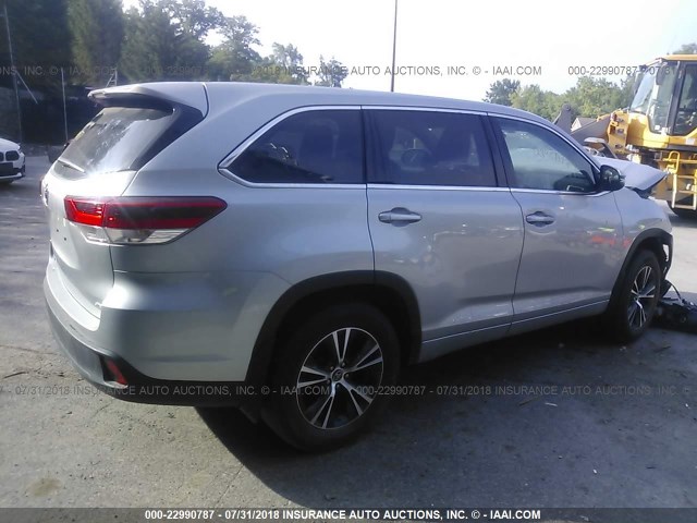 5TDBZRFH1HS472605 - 2017 TOYOTA HIGHLANDER LE/LE PLUS SILVER photo 4