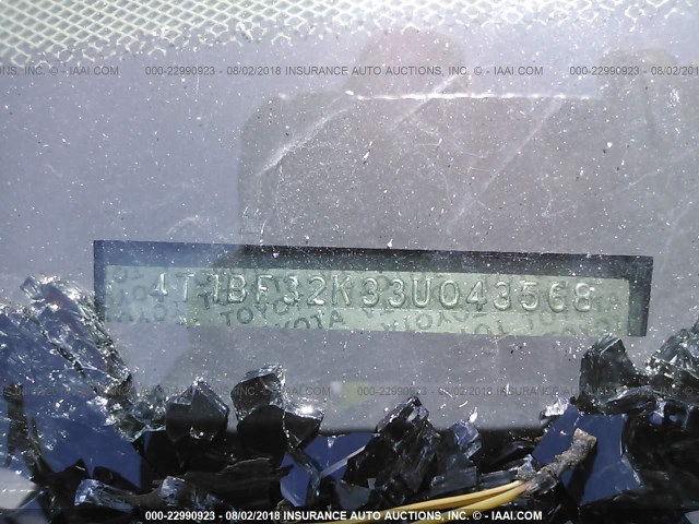 4T1BF32K33U043568 - 2003 TOYOTA CAMRY LE/XLE/SE Light Blue photo 9