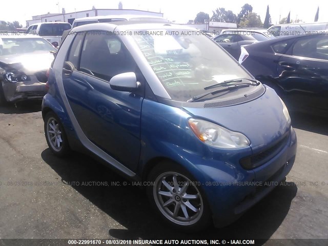 WMEEK31X28K165336 - 2008 SMART FORTWO PASSION BLUE photo 1