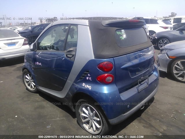 WMEEK31X28K165336 - 2008 SMART FORTWO PASSION BLUE photo 3