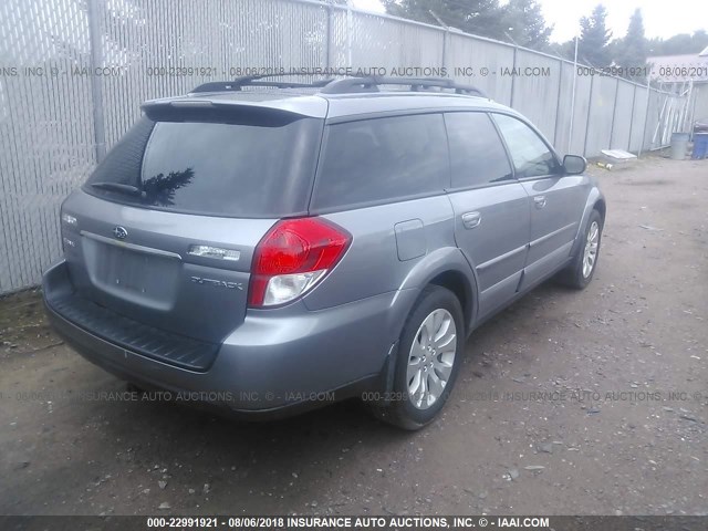 4S4BP66C297328867 - 2009 SUBARU OUTBACK 2.5I LIMITED SILVER photo 4