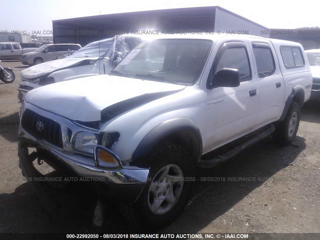 5TEHN72N82Z138961 - 2002 TOYOTA TACOMA DOUBLE CAB WHITE photo 2