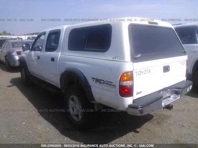 5TEHN72N82Z138961 - 2002 TOYOTA TACOMA DOUBLE CAB WHITE photo 3