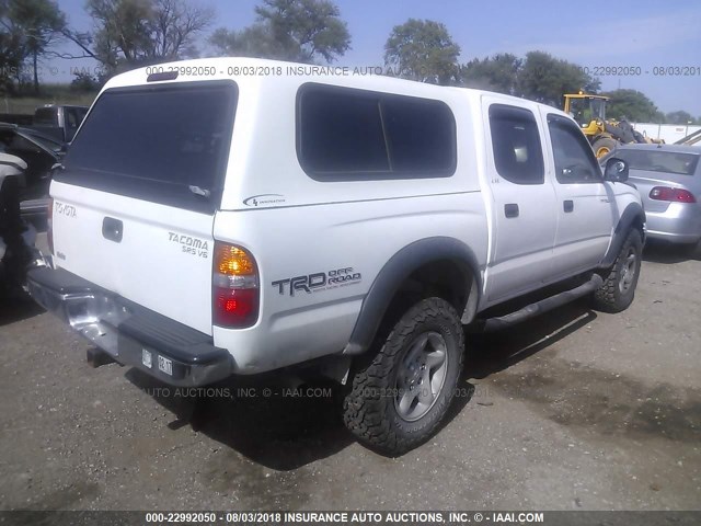 5TEHN72N82Z138961 - 2002 TOYOTA TACOMA DOUBLE CAB WHITE photo 4