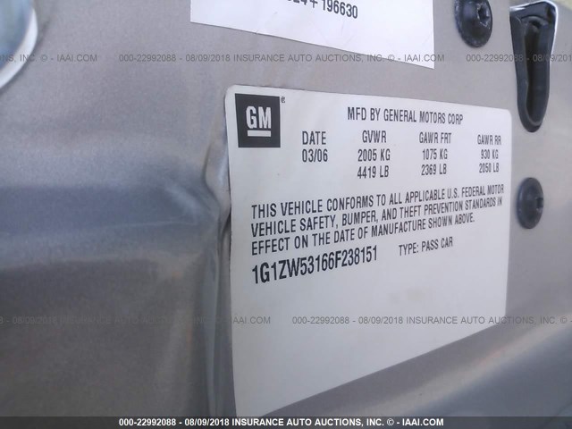 1G1ZW53166F238151 - 2006 CHEVROLET MALIBU SS Gümüş foto 9