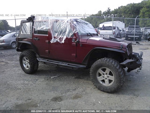 1J4BA3H16AL124031 - 2010 JEEP WRANGLER UNLIMITE SPORT BURGUNDY photo 1