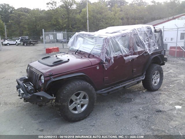 1J4BA3H16AL124031 - 2010 JEEP WRANGLER UNLIMITE SPORT BURGUNDY photo 2