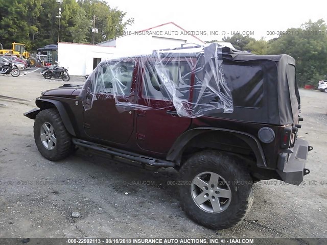 1J4BA3H16AL124031 - 2010 JEEP WRANGLER UNLIMITE SPORT BURGUNDY photo 3