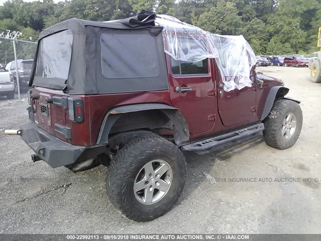 1J4BA3H16AL124031 - 2010 JEEP WRANGLER UNLIMITE SPORT BURGUNDY photo 4