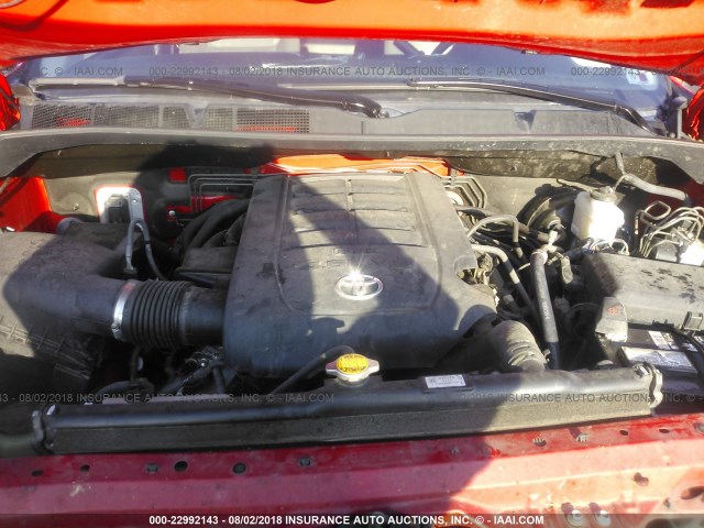5TFRM5F1XGX104229 - 2016 TOYOTA TUNDRA DOUBLE CAB SR/SR5 RED photo 10