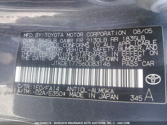 JTKDE177560083146 - 2006 TOYOTA SCION TC 白色 照片 9