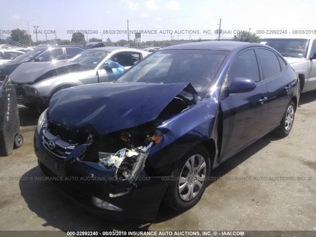 KMHDU4AD0AU834483 - 2010 HYUNDAI ELANTRA BLUE/GLS/SE BLUE photo 2