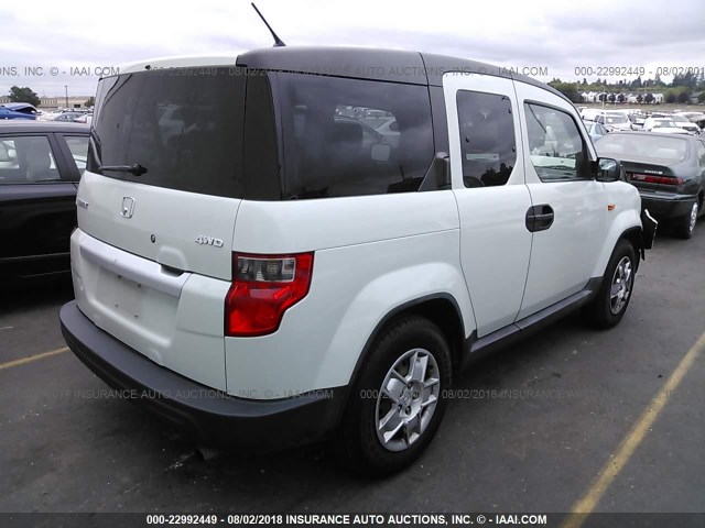 5J6YH28319L003128 - 2009 HONDA ELEMENT LX WHITE photo 4