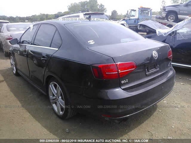 3VW4T7AJ5FM249261 - 2015 VOLKSWAGEN JETTA GLI BLACK photo 3