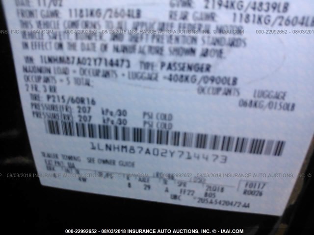 1LNHM87A02Y714473 - 2002 LINCOLN LS 黑色 照片 9