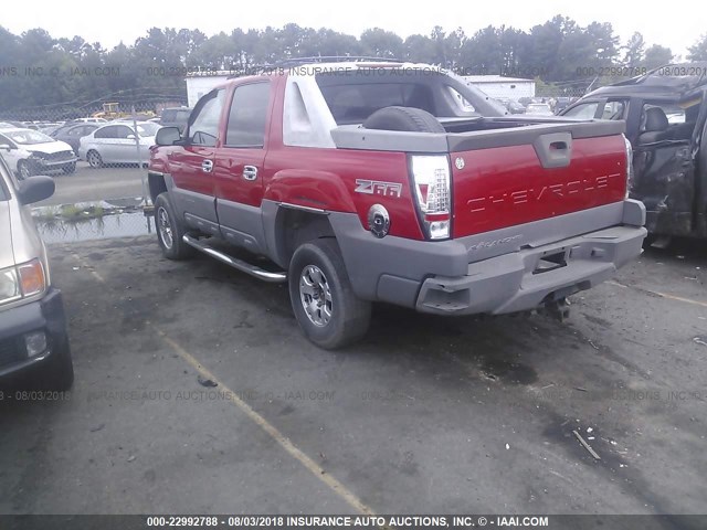 3GNEC13T22G263265 - 2002 CHEVROLET AVALANCHE C1500 RED photo 3
