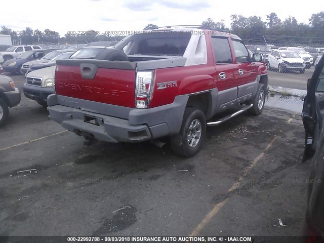 3GNEC13T22G263265 - 2002 CHEVROLET AVALANCHE C1500 RED photo 4