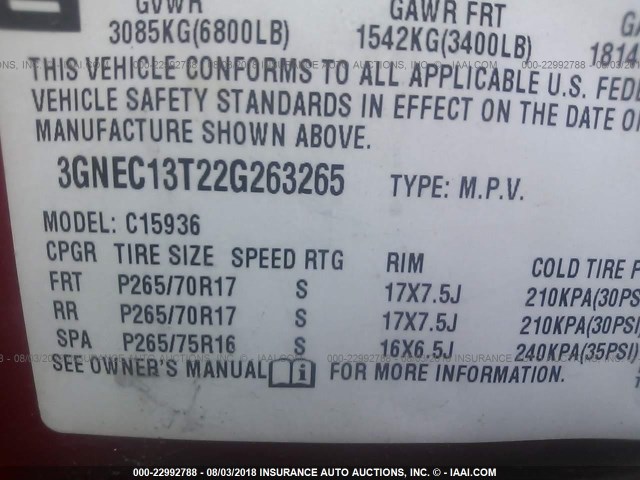 3GNEC13T22G263265 - 2002 CHEVROLET AVALANCHE C1500 RED photo 9