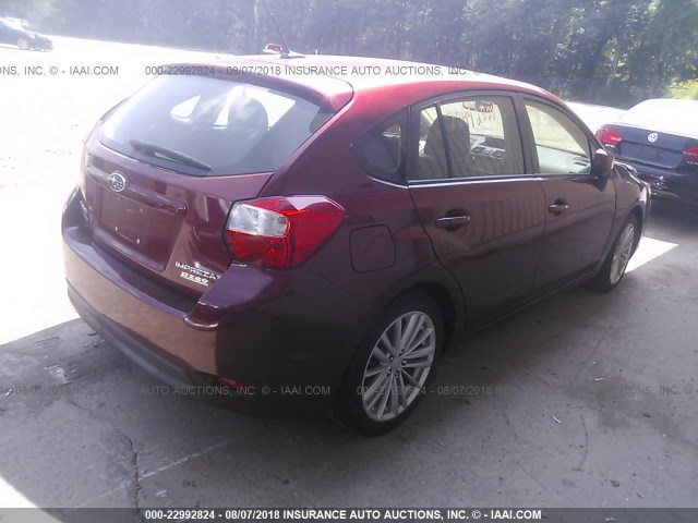 JF1GPAE68CH227137 - 2012 SUBARU IMPREZA PREMIUM RED photo 4