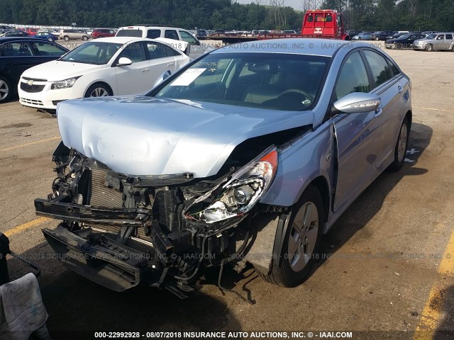 KMHEC4A48CA028371 - 2012 HYUNDAI SONATA HYBRID Light Blue photo 2