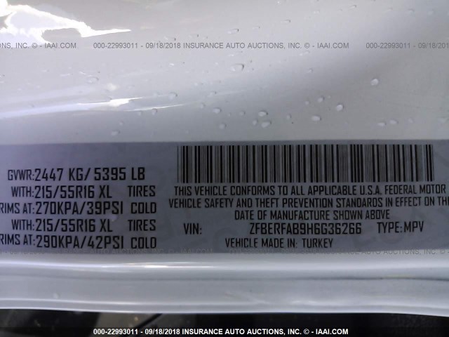 ZFBERFAB9H6G36266 - 2017 RAM PROMASTER CITY  白色 照片 9