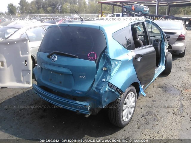 3N1CE2CP7EL383354 - 2014 NISSAN VERSA NOTE S/S PLUS/SV/SL TEAL photo 4