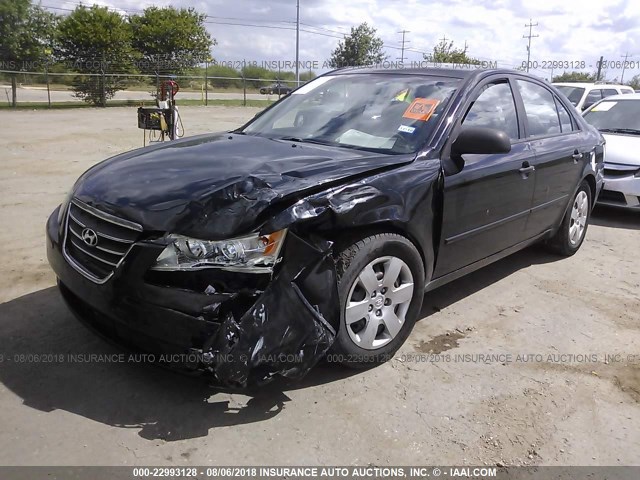 5NPET46C59H526419 - 2009 HYUNDAI SONATA GLS BLACK photo 2