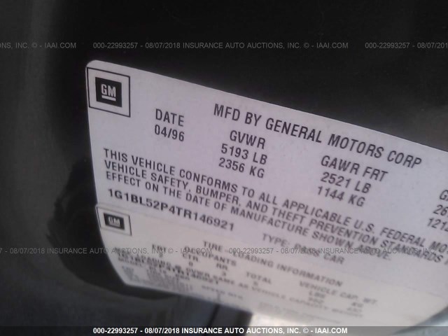 1G1BL52P4TR146921 - 1996 CHEVROLET CAPRICE / IMPALA CLASSIC/SS GREEN photo 9