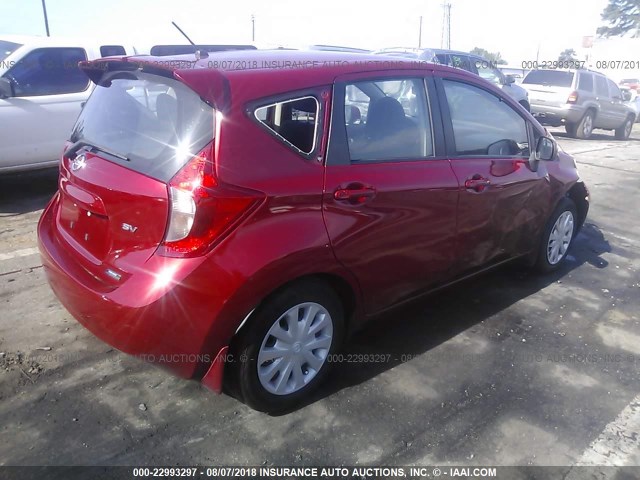 3N1CE2CP2EL367210 - 2014 NISSAN VERSA NOTE S/S PLUS/SV/SL RED photo 4