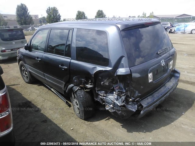 2HKYF18165H538460 - 2005 HONDA PILOT LX BLUE photo 3