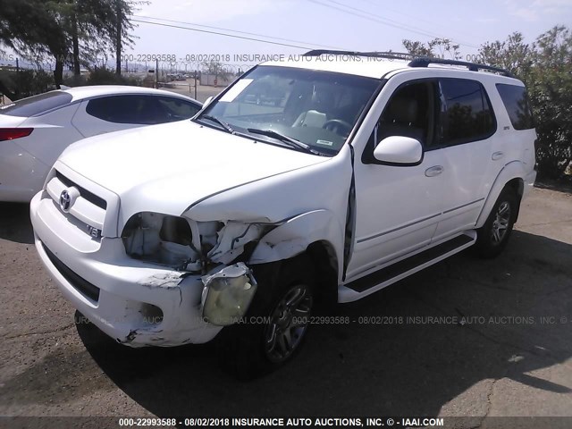 5TDZT34A27S290641 - 2007 TOYOTA SEQUOIA SR5 WHITE photo 2