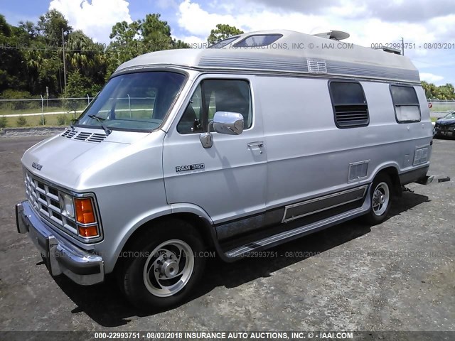 2B6KB31Z6NK143062 - 1992 DODGE RAM VAN B350 SILVER photo 2