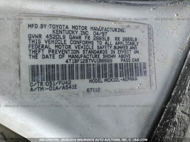 4T1BF12B7VU186689 - 1997 TOYOTA AVALON XL/XLS WHITE photo 9