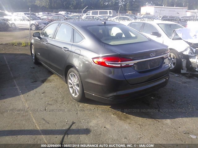 3FA6P0LU5HR232938 - 2017 FORD FUSION SE HYBRID GRAY photo 3