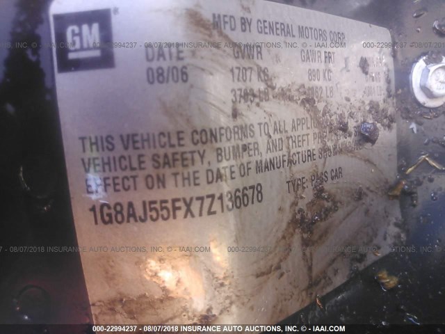 1G8AJ55FX7Z136678 - 2007 SATURN ION LEVEL 2 蓝色 照片 9