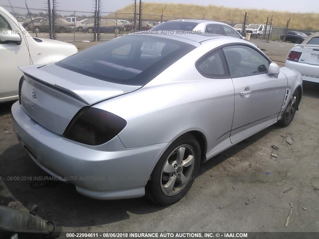 KMHHM65DX5U157536 - 2005 HYUNDAI TIBURON SILVER photo 4