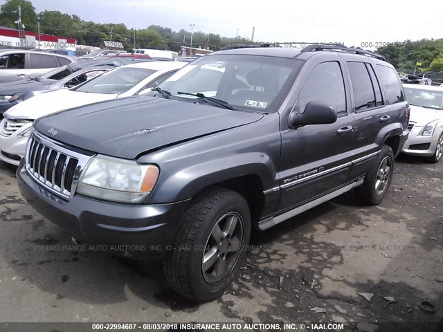 1J8GW68J24C195903 - 2004 JEEP GRAND CHEROKEE OVERLAND GRAY photo 2