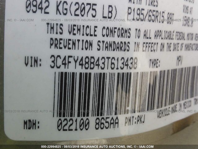 3C4FY48B43T613438 - 2003 CHRYSLER PT CRUISER CLASSIC 棕色 照片 9