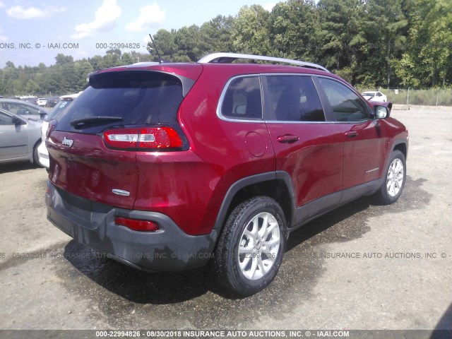 1C4PJLCB8HW662136 - 2017 JEEP CHEROKEE LATITUDE BURGUNDY photo 4