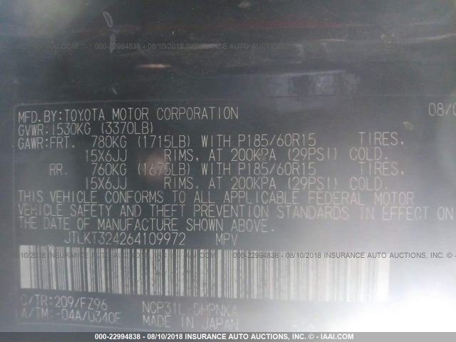 JTLKT324264109972 - 2006 TOYOTA SCION XB Qara foto 9