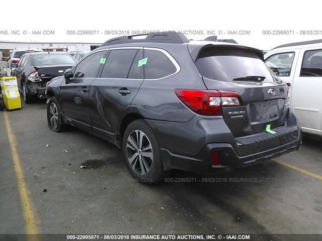 4S4BSENC3J3243929 - 2018 SUBARU OUTBACK 3.6R LIMITED GRAY photo 3