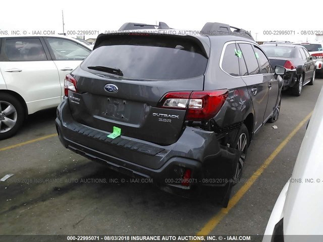 4S4BSENC3J3243929 - 2018 SUBARU OUTBACK 3.6R LIMITED GRAY photo 4