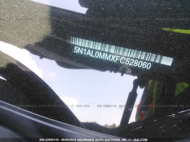 5N1AL0MMXFC528060 - 2015 INFINITI QX60 BLACK photo 9