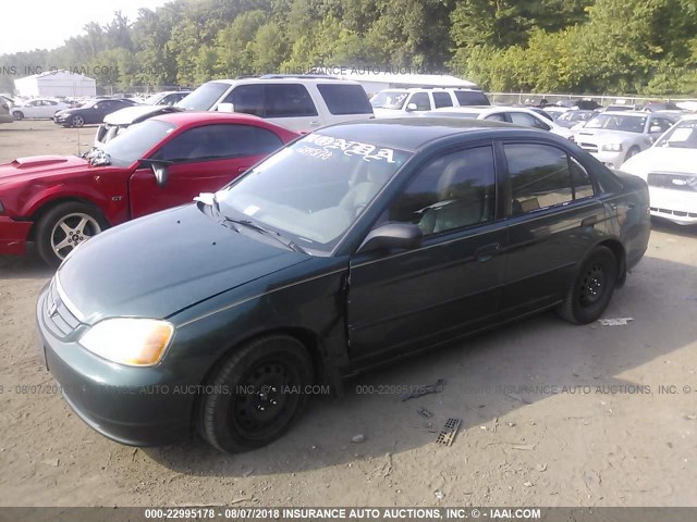 1HGES155X1L052618 - 2001 HONDA CIVIC LX GREEN photo 2